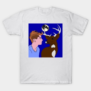 Deer man at full moon T-Shirt